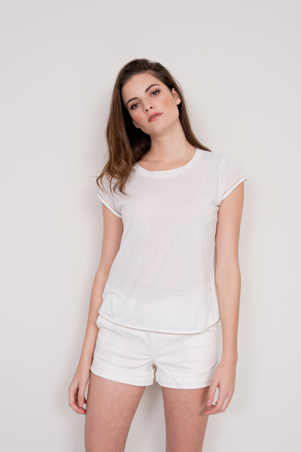 Ivory T-shirt with Gold trim