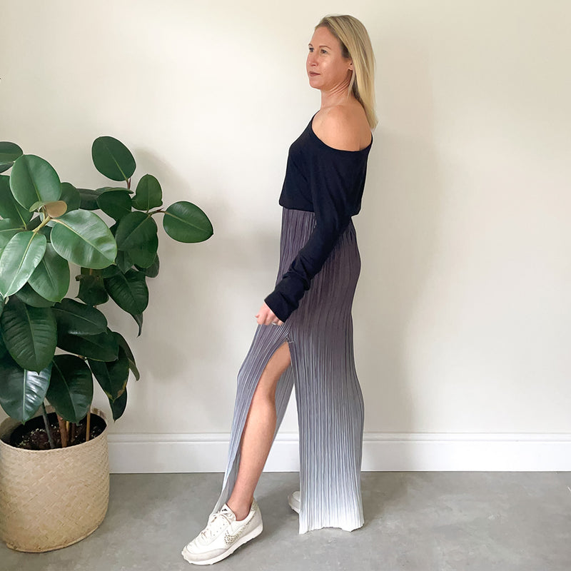 Maxi Skirt with Side Slit - Grey Ombre