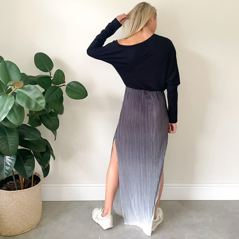 Maxi Skirt with Side Slit - Grey Ombre