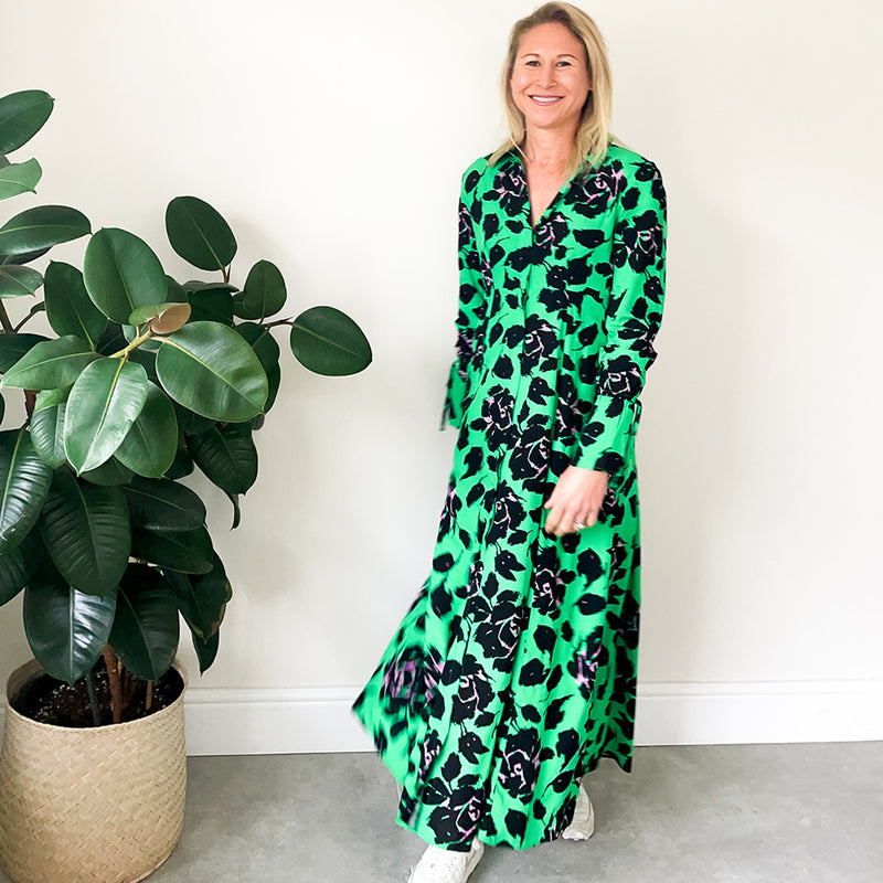 Maxi Shirt Dress - Green/Black