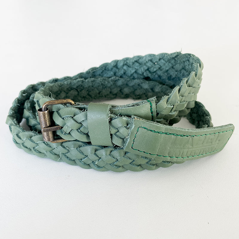 Plaited Leather Belt - Green