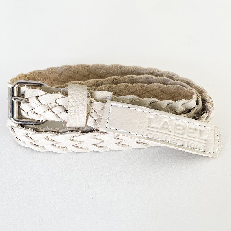 Plaited Leather Belt - Ivory