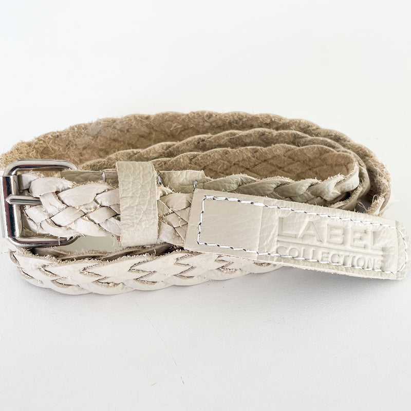 Plaited Leather Belt - Ivory