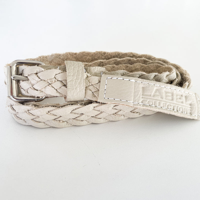 Plaited Leather Belt - Ivory