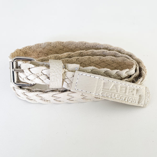 Plaited Leather Belt - Ivory
