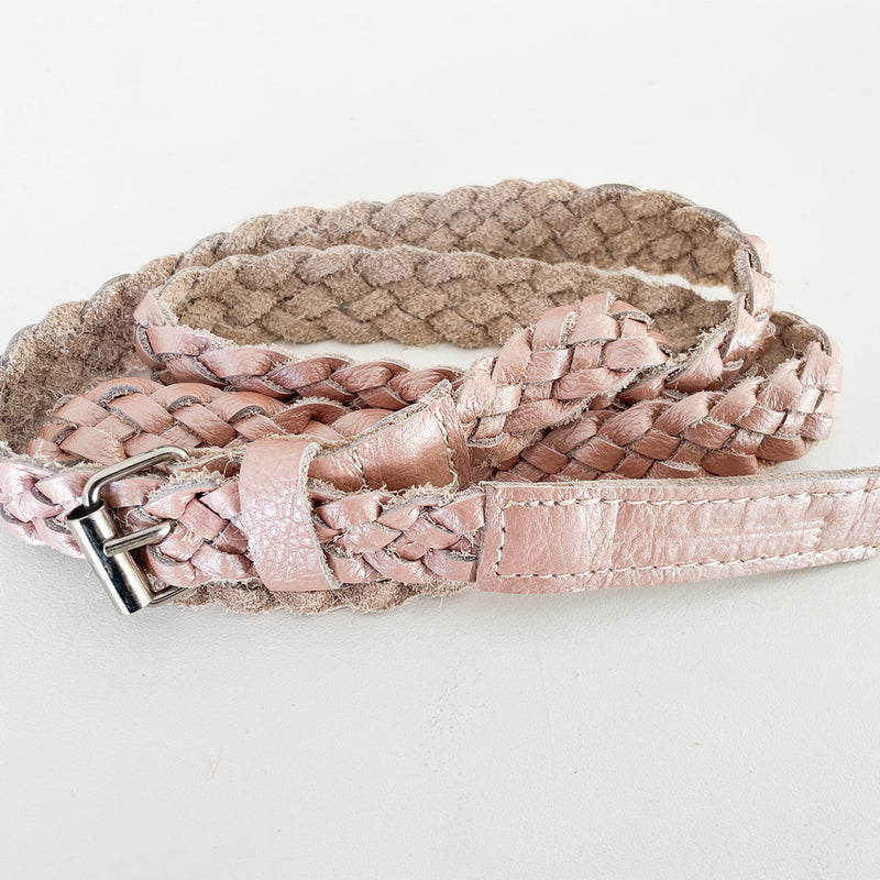 Plaited Leather Belt - Rose Gold