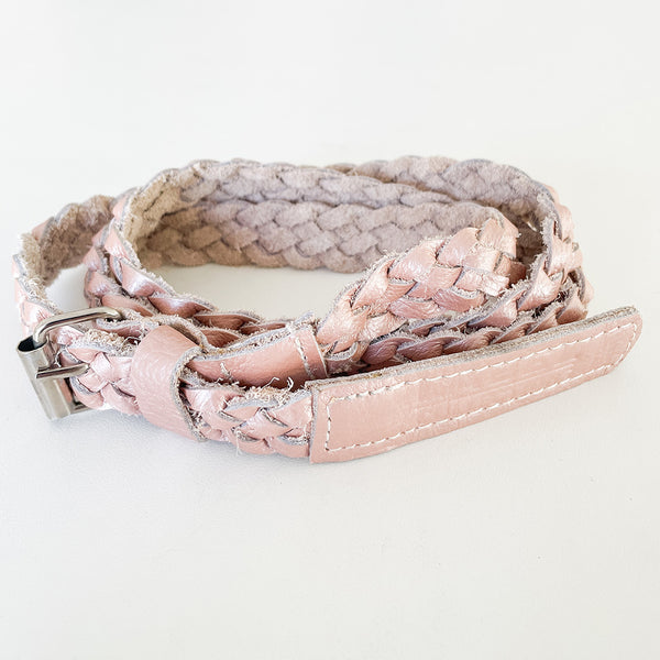 Plaited Leather Belt - Rose Gold