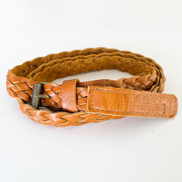 Plaited Leather Belt - Tan