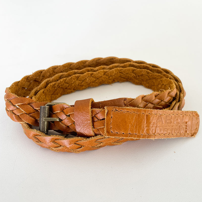 Plaited Leather Belt - Tan
