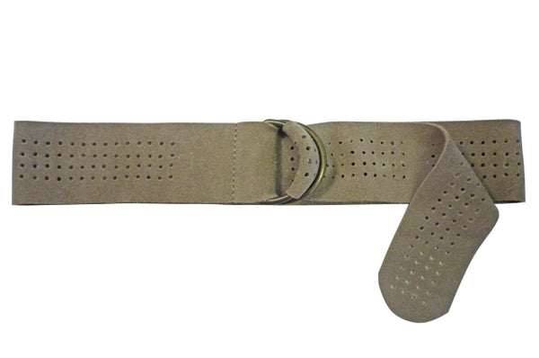 Suede Hole Punched Belt - Stone