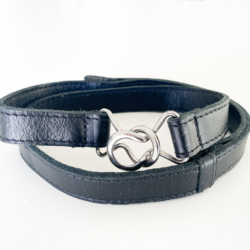 Adjustable Leather Belt - Black