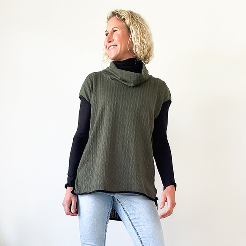 Fitted Polo Neck Top - Black