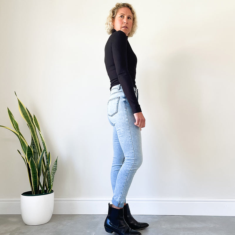 Fitted Polo Neck Top - Black