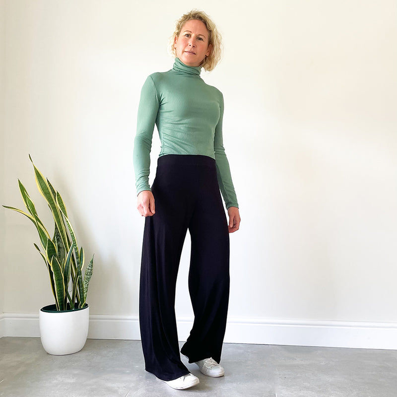 Fitted Polo Neck Top - Green