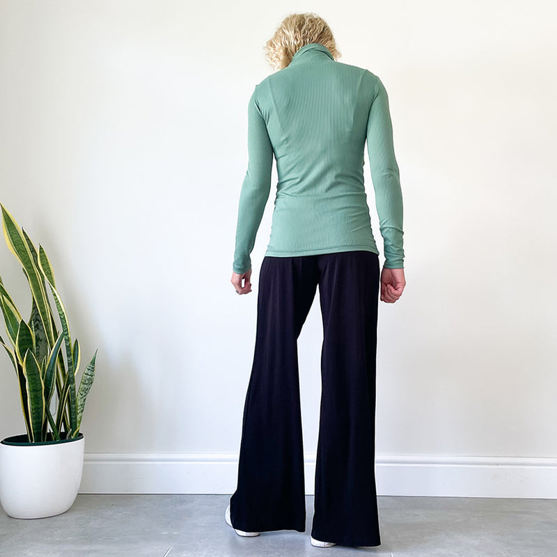 Fitted Polo Neck Top - Green
