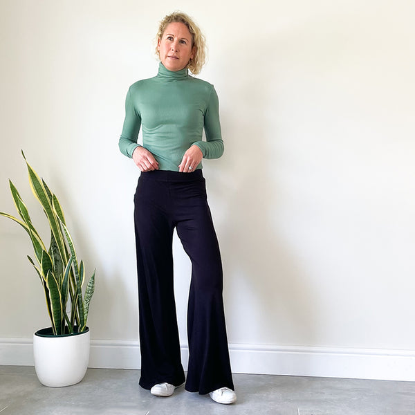 Fitted Polo Neck Top - Green