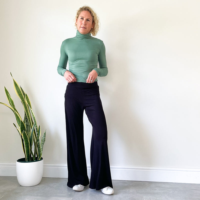 Fitted Polo Neck Top - Green