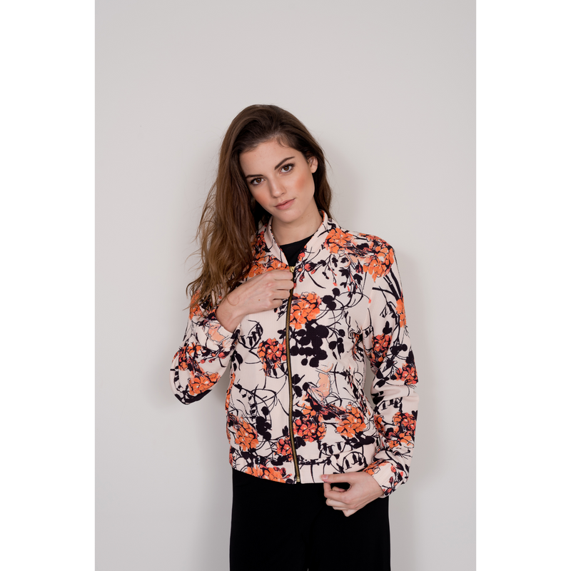 Floral Bomber Jacket - Blush Print