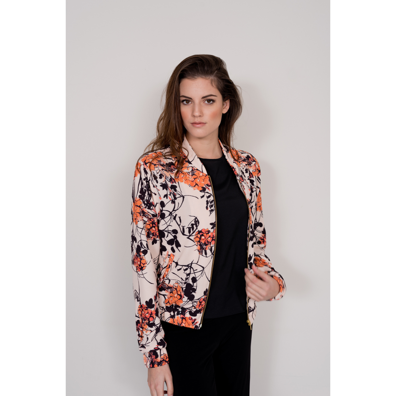 Floral Bomber Jacket - Blush Print