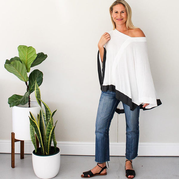Fine Knit Poncho - Cream