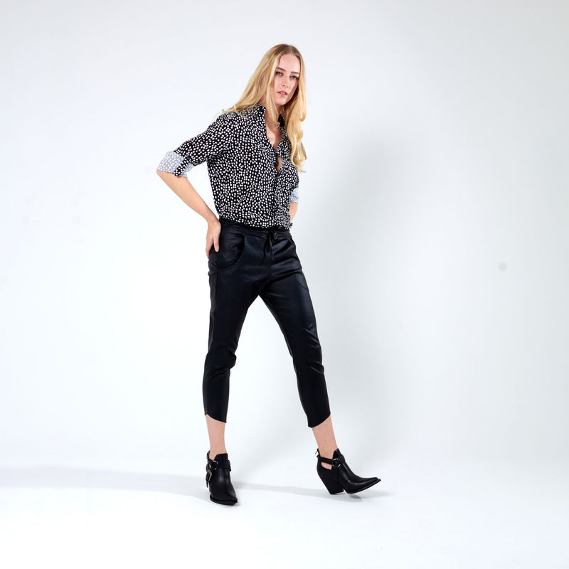 Longer Length Shirt - Black Dot Print