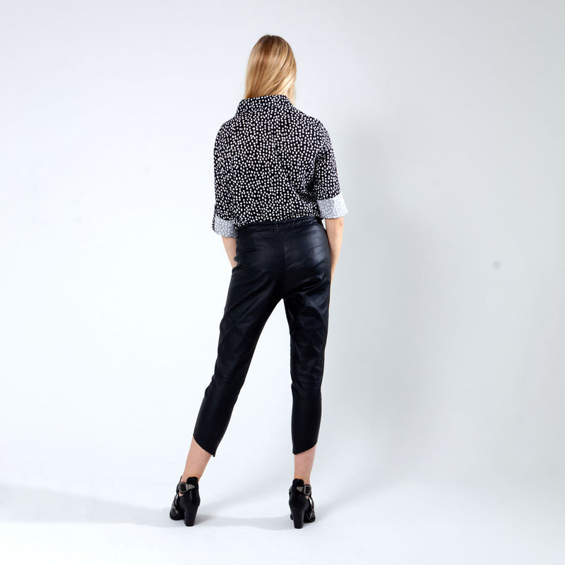 Longer Length Shirt - Black Dot Print