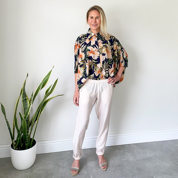 Easy Fit Pants with Metal Zip Detail - Blush