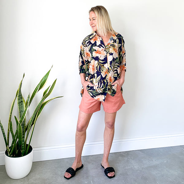 Oversized Shirt - Navy Floral