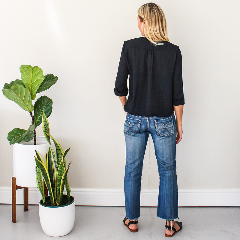 Mock Wrap Blouse - Black
