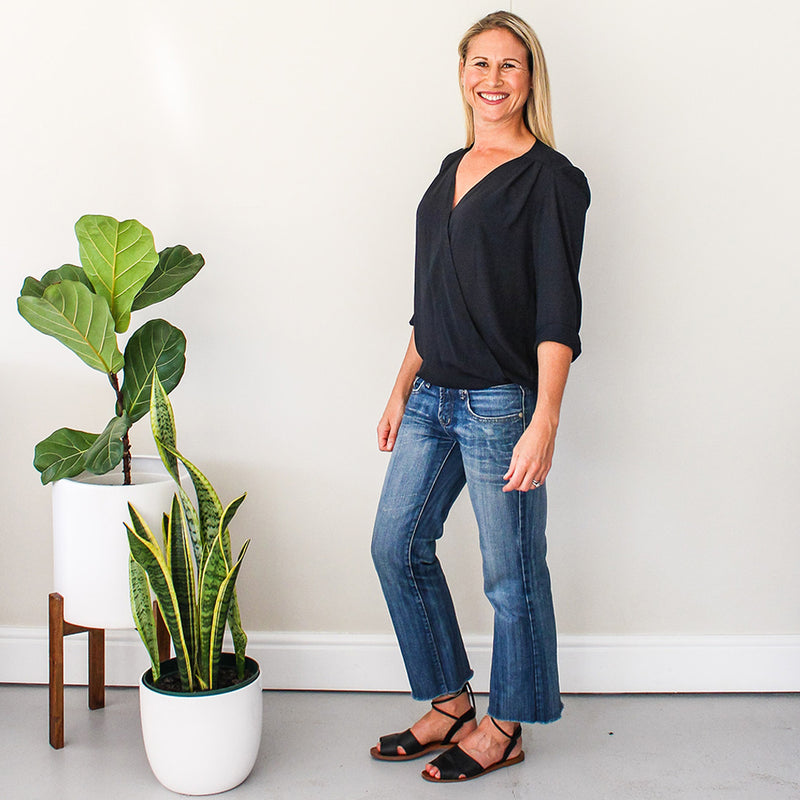 Mock Wrap Blouse - Black