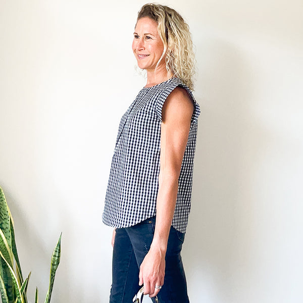 Pleat Detail Top - Check