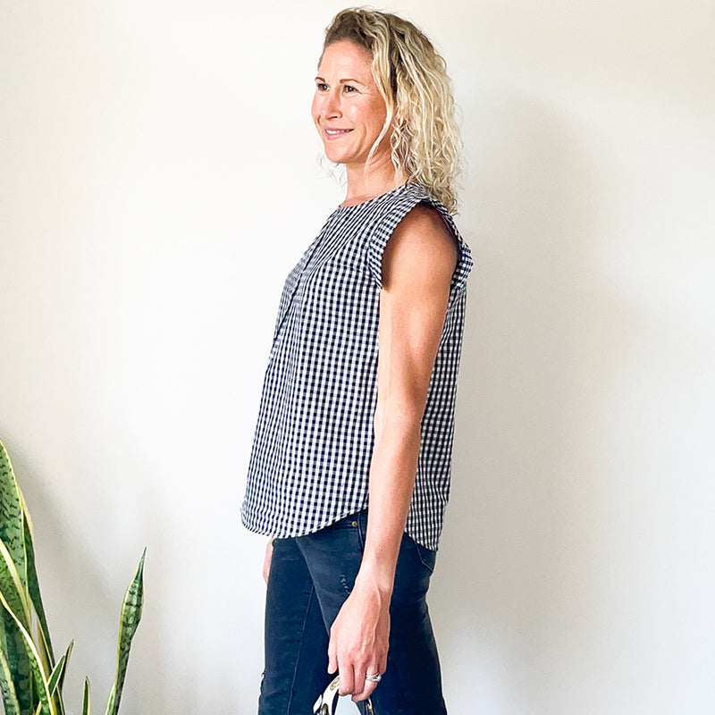 Pleat Detail Top - Check