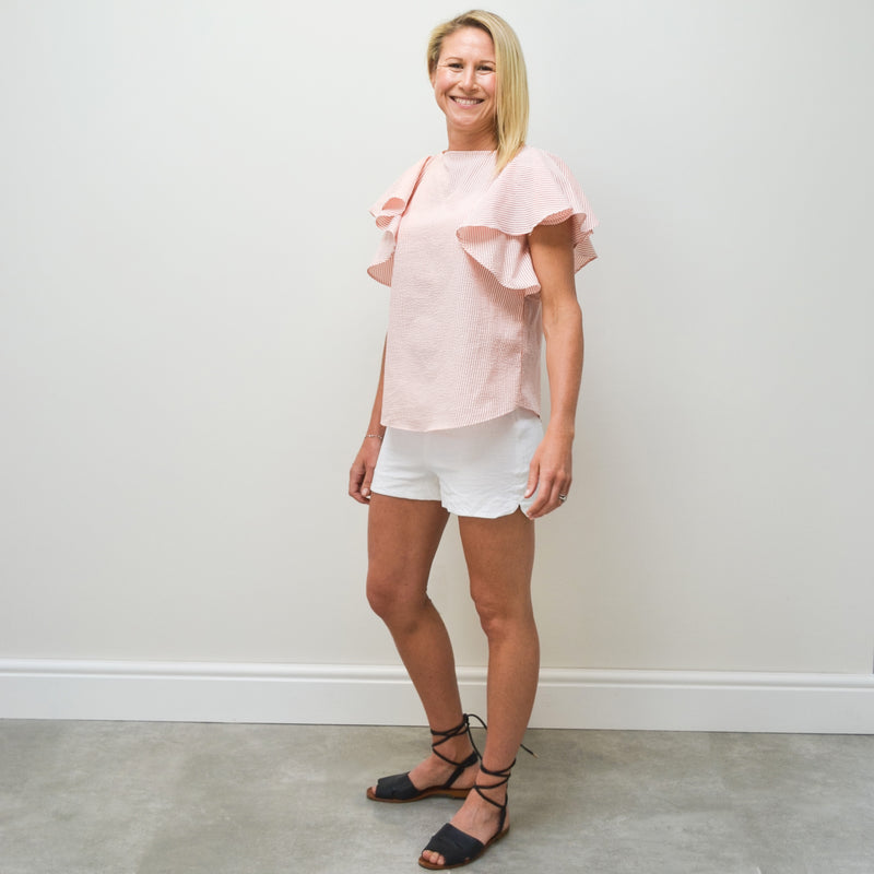 Frill Sleeve Top - Flamingo