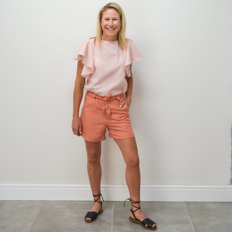 Frill Sleeve Top - Flamingo