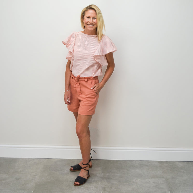Frill Sleeve Top - Flamingo