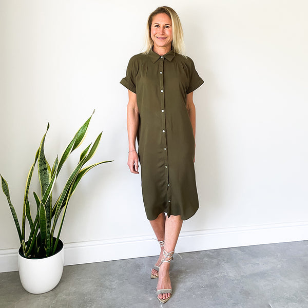 Oversized Shirt Dress - Olive