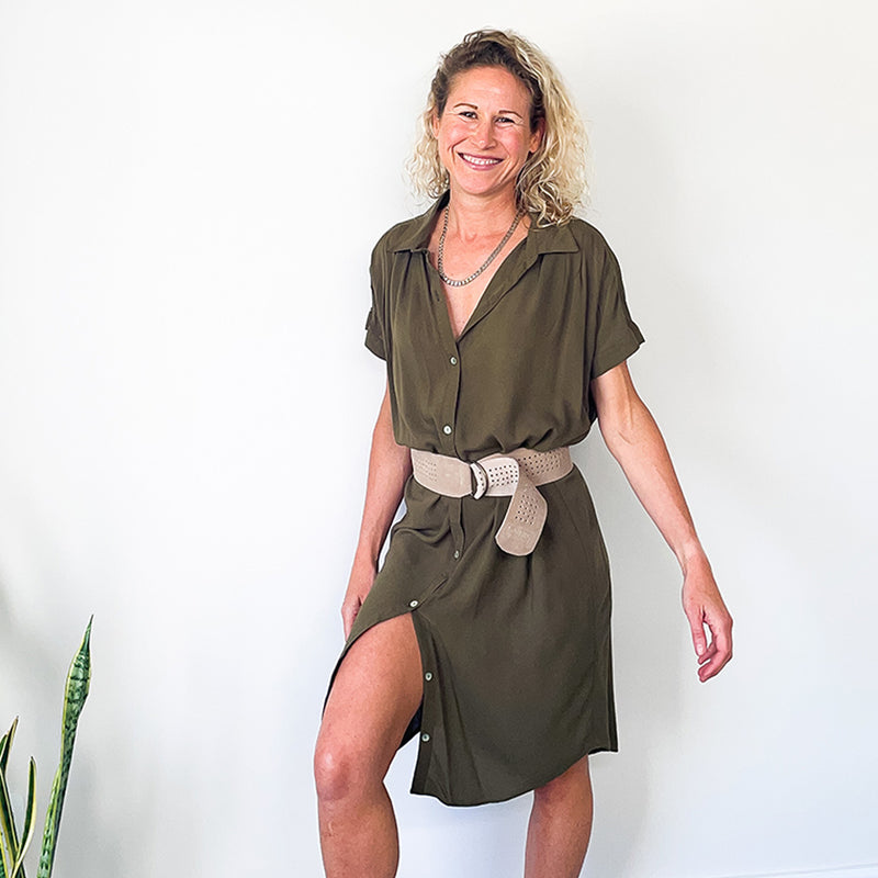 Oversized Shirt Dress - Olive