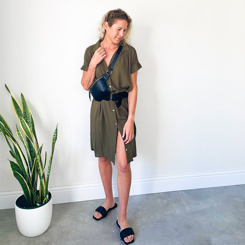 Oversized Shirt Dress - Olive