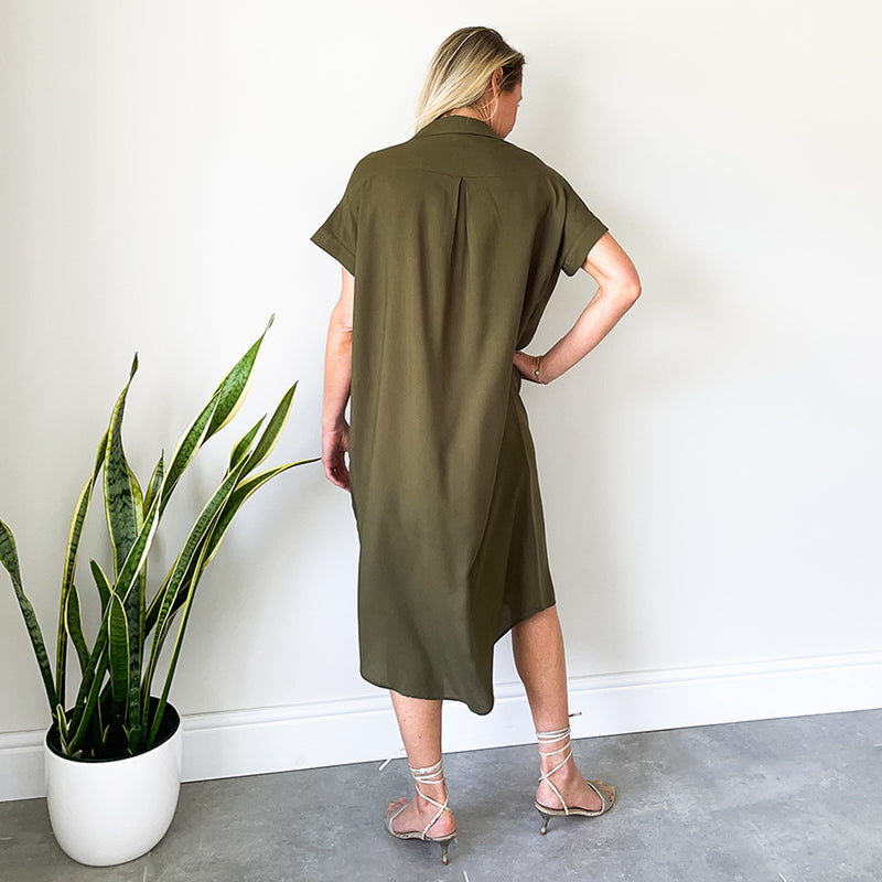 Oversized Shirt Dress - Olive