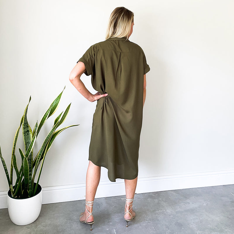 Oversized Shirt Dress - Olive