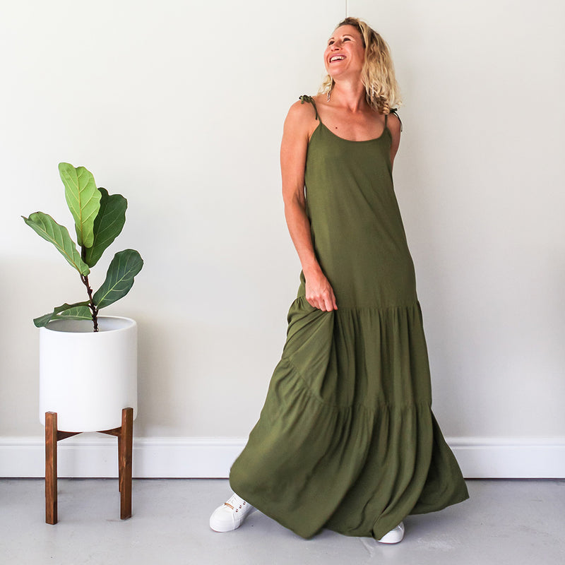 Tiered Maxi Dress - Olive