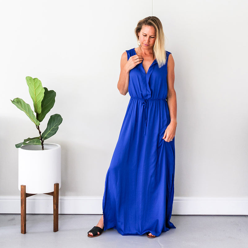 Maxi Dress with Front Pleats