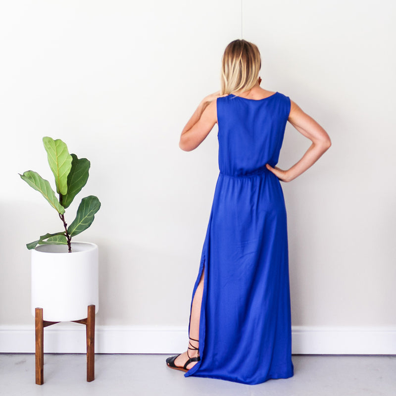 Maxi Dress with Front Pleats