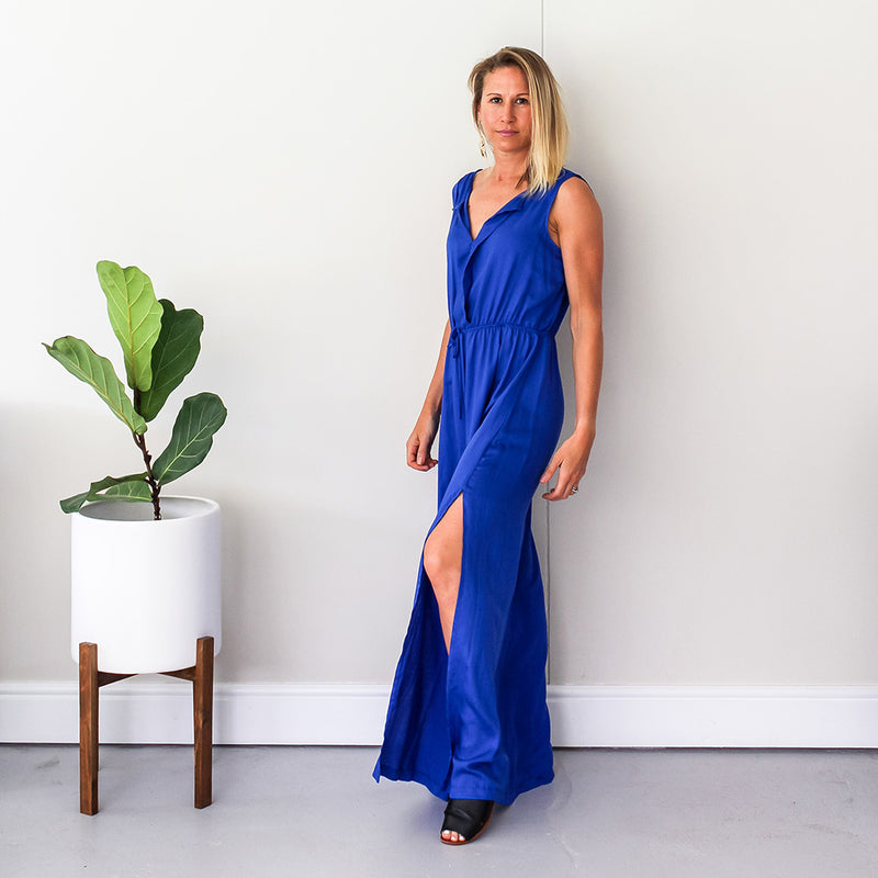 Maxi Dress with Front Pleats