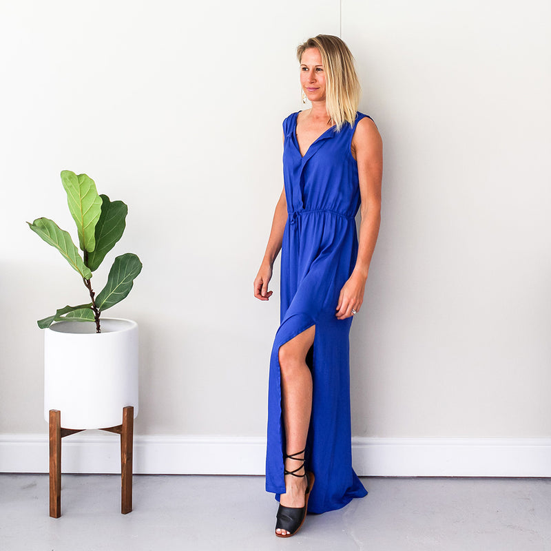 Maxi Dress with Front Pleats