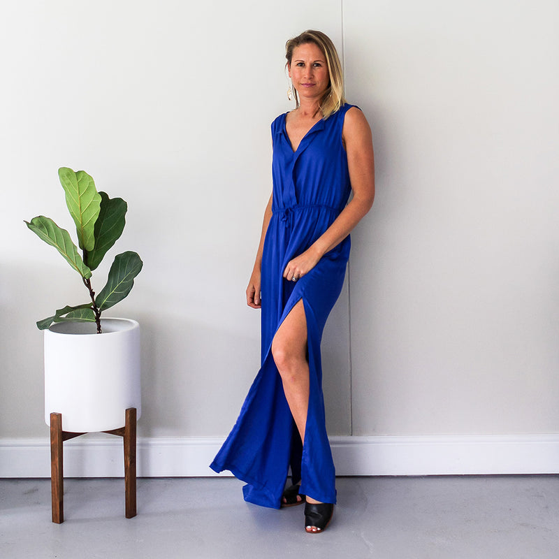 Maxi Dress with Front Pleats