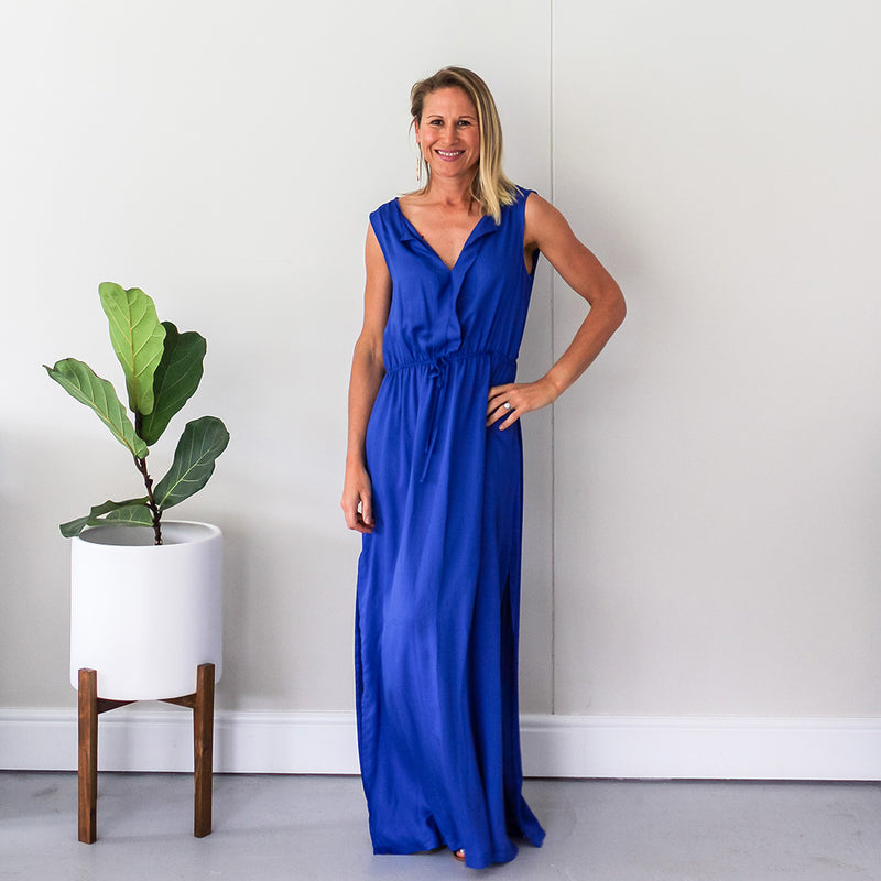 Maxi Dress with Front Pleats