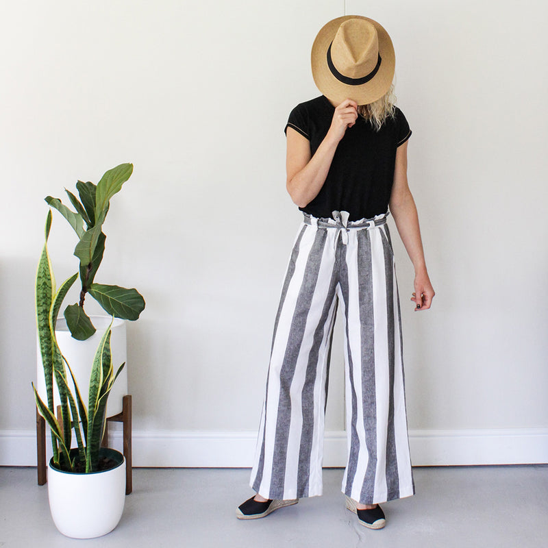Wide Leg Pants - Black/White Stripe - Bold
