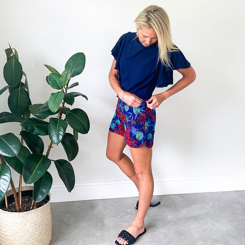 Flat Front Short - Cobalt Print