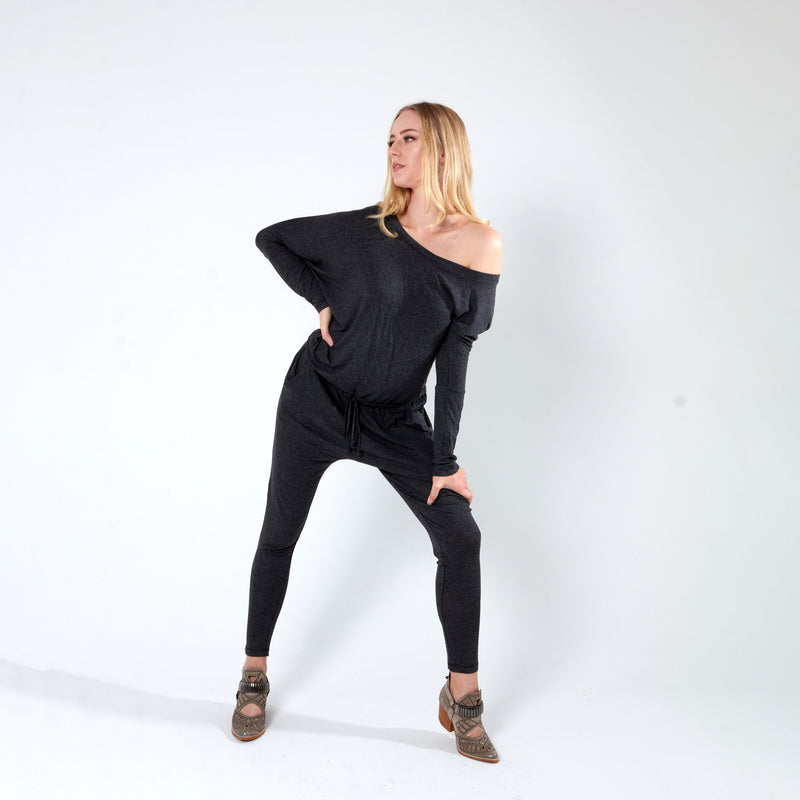 Asymmetrical Jumpsuit - Dark Grey Melange